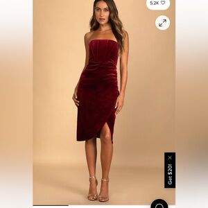 Lulus velvet wine res strapless dress